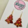 Gold And Red Christmas Tree Glitter Resin Earrings / Festive Jewellery / Christmas Gift, thumbnail 4 of 10