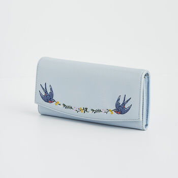 Swallow Embroidered Large Blue Purse, 7 of 8