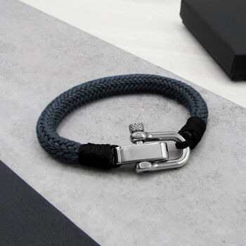 Personalised Men's Shackle And Thick Rope Bracelet, 5 of 7