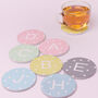 G Decor Alphabet Polka Dot Ceramic Anti Slip Coaster, thumbnail 2 of 10