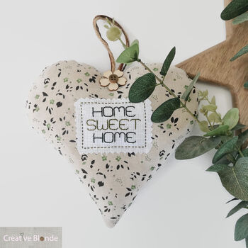 Fabric Hanging Heart Decoration, Home Sweet Home, 5 of 12