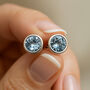 Sterling Silver March Aquamarine Birthstone Stud Earrings, thumbnail 1 of 5