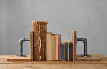 Pair Of Industrial Wood And Steel Bookends, 5 of 7