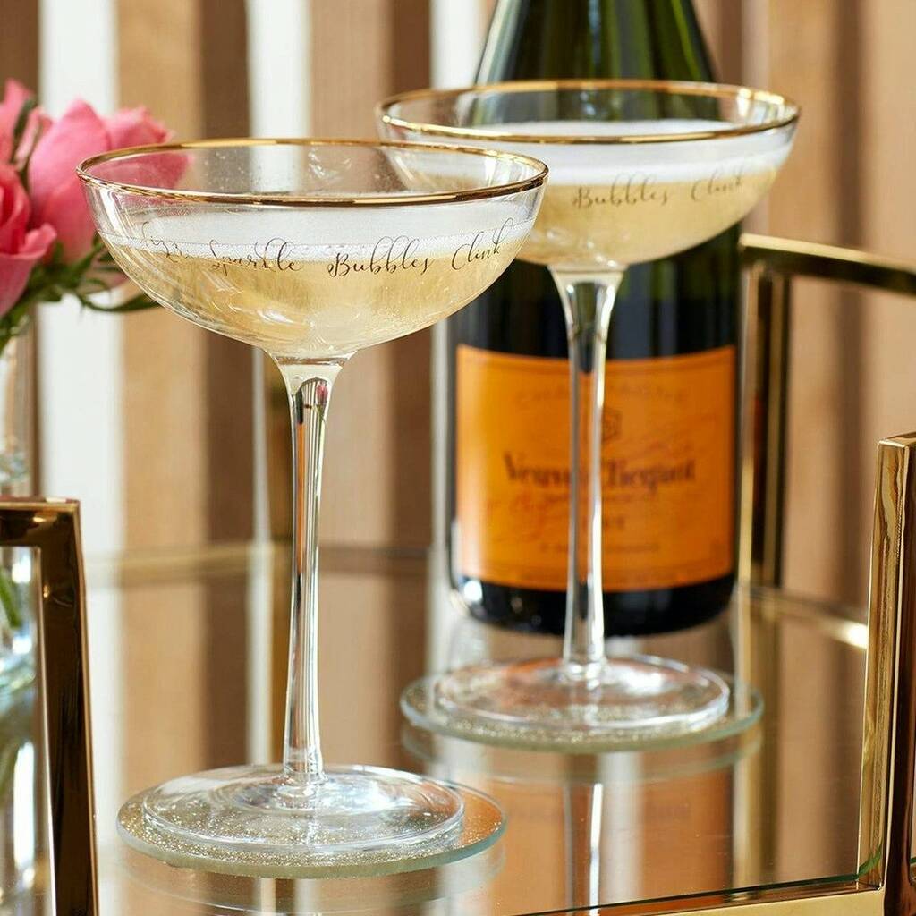 A Pair Vintage Style Celebration Champagne Saucers By