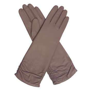 Audrey. Women's Ruched Long Leather Gloves, 11 of 12