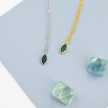 Extra Tiny Emerald Green Marquise Cz Necklace, 8 of 12