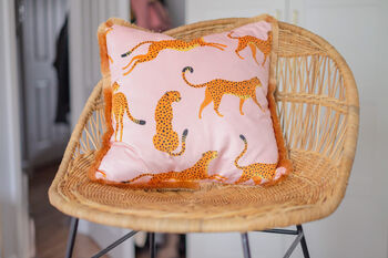 Pink Tropical Jungle Cheetah Cushion, 6 of 6