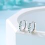 Emerald Green Cz Bezel Huggie Hoop In Sterling Silver, thumbnail 1 of 11