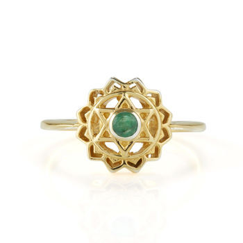 Heart Chakra Emerald Ring Silver Or Gold Plated, 6 of 11
