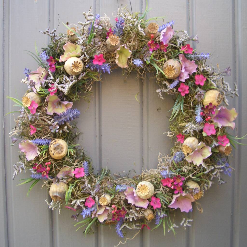 Lavender And Poppy Wreath Home Wall Decoration, 1 of 9