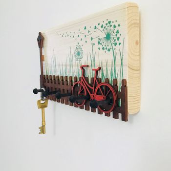 Bicycle Handcrafted Wooden Key Holder, 4 of 6