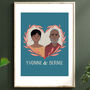 Personalised Hand Painted Couple Portrait Print, thumbnail 6 of 7