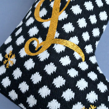 Personalised Black Knitted Christmas Stocking, 2 of 4