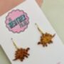 Orange Stegosaurus Dinosaur Glitter Resin Earrings / Jurassic Inspired Jewellery / Novelty Statement Accessories / Gift For Her, thumbnail 5 of 5