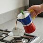 Italian Moka Pot Espresso Maker In Blue And Red, thumbnail 3 of 5