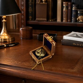 Personalised 11th Anniversary Brass Sundial Compass, 9 of 11