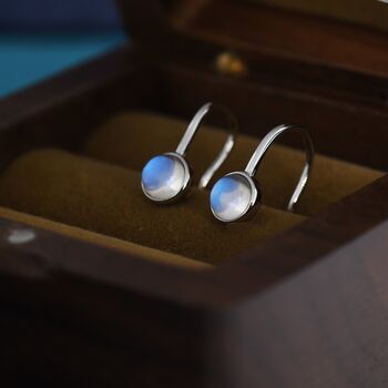 Sterling Silver Simulated Moonstone Drop Earrings, 5 of 12