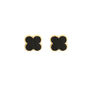 Black Small Clover Stud Earring In 14 K Gold Plate, thumbnail 1 of 3