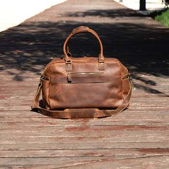 Genuine Leather Weekend Overnight Bag, 7 of 12