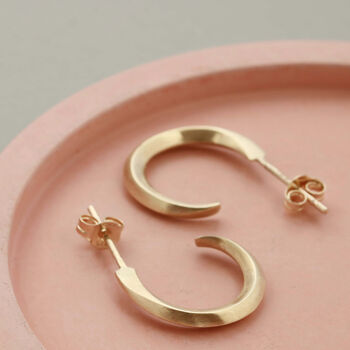 9ct Gold Curved Small Hoop Earrings, 5 of 12