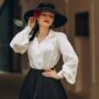 Poppy Blouse In Mulberry Vintage 1940s Style, thumbnail 3 of 3