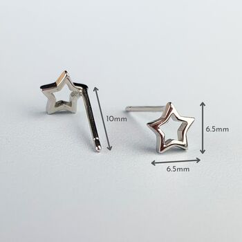 Sterling Silver Tiny Star Stud Earrings, 4 of 6