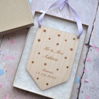 Personalised Wedding Wooden Flag, 2 of 4