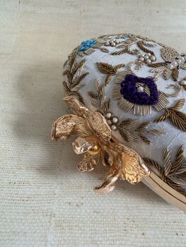 Flower Clasp Oval Off White Clutch, 6 of 9
