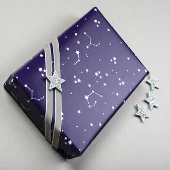 Navy Stars Christmas Wrapping Paper Gift Tag Set, 4 of 8