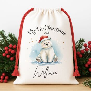1st Christmas Polar Bear Christmas Sack, 2 of 3