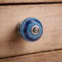 Ceramic Set Of Two Blue And Navy Striped Drawer Pull, thumbnail 1 of 2