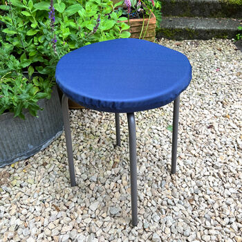 Circular Round Garden Outdoor Seat Pads Plain Navy Blue, 3 of 3