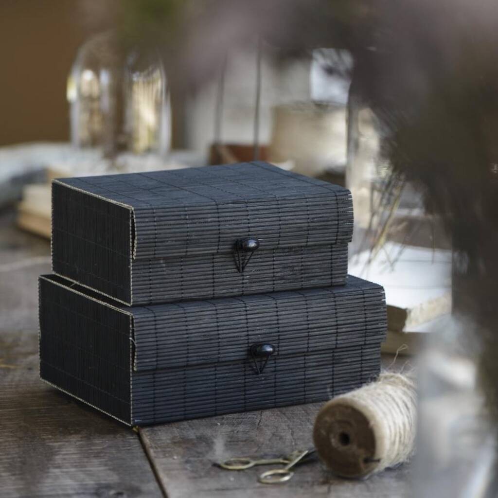 Set Of Two Black Bamboo Boxes, 1 of 2