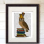 Owl On Books, Book Print, Framed Or Unframed, thumbnail 4 of 7