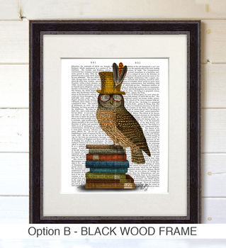 Owl On Books, Book Print, Framed Or Unframed, 4 of 7