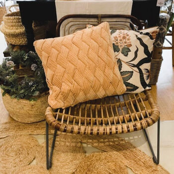 Freya Woven Lattice Velvet Cushion, 3 of 6