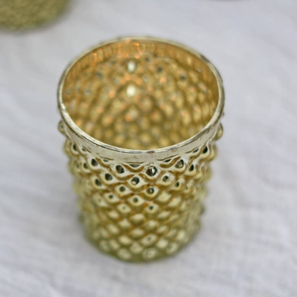 Gold / Copper / Pink Tea Light Holder Quilted Design By The Wedding of