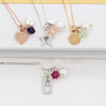 Personalised Initial Charm And Crystal Necklace, 2 of 12