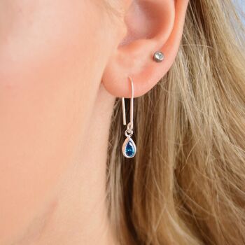 Personalised Sterling Silver Teardrop Birthstone Drop Earrings, 3 of 7