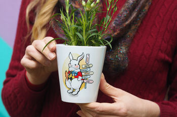 Personalised White Rabbit Easter Pot With Carrot Seeds, 3 of 5