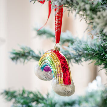 Personalised Rainbow With Clouds Christmas Bauble, 3 of 4