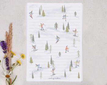 A5 Letter Writing Paper And Envelopes, Skiing Design, 2 of 7