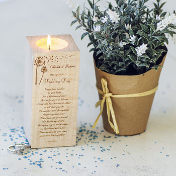 Personalised Wedding Tealight Candle Holder By Natural Gift Personalised Wedding Tealight Candle Holder