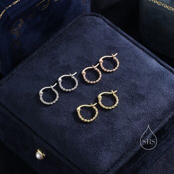 Sterling Silver Braided Huggie Hoop Earrings, 9 of 12