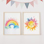 Unframed Set, Cute Cloud, Sun, Rainbow Kids Prints Gift, thumbnail 3 of 3