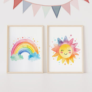 Unframed Set, Cute Cloud, Sun, Rainbow Kids Prints Gift, 3 of 3