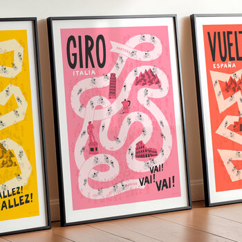 Set Of Cycling Grand Tours Posters Tour, Giro, Vuelta, 5 of 10