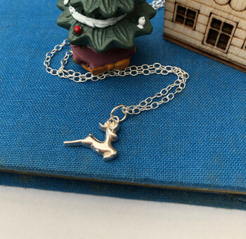 Personalised Sterling Silver Reindeer And Initial Star Christmas Necklace, 7 of 11