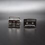 Boombox And Cassette Silver Cufflinks Gift For Music Lovers 316 L Stainless Steel, thumbnail 1 of 3