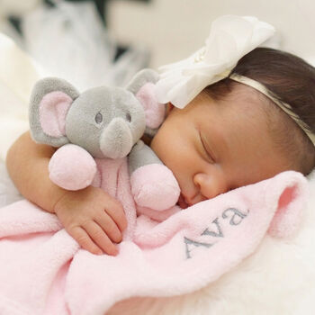 Personalised Pink Elephant Motif Blanket And Comforter, 7 of 12